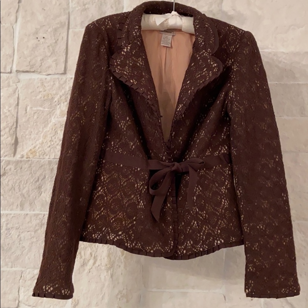Anthropologie Brown Lace Jacket EUC —Size 10
